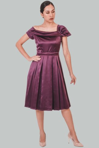 Vestido midi asimétrico burgundy Kaelis