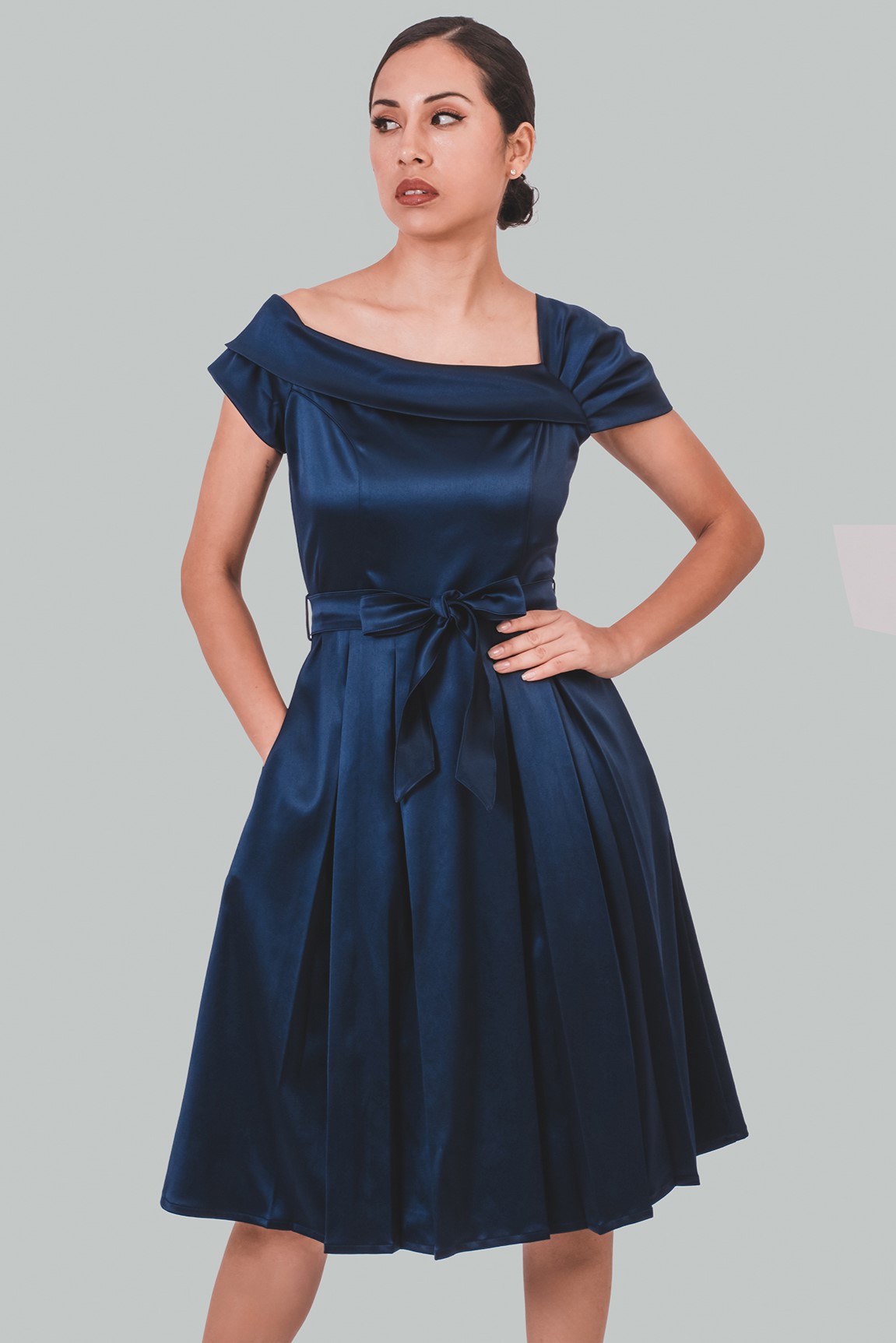 Vestido midi asimétrico azul Kaelis - Imagen 2