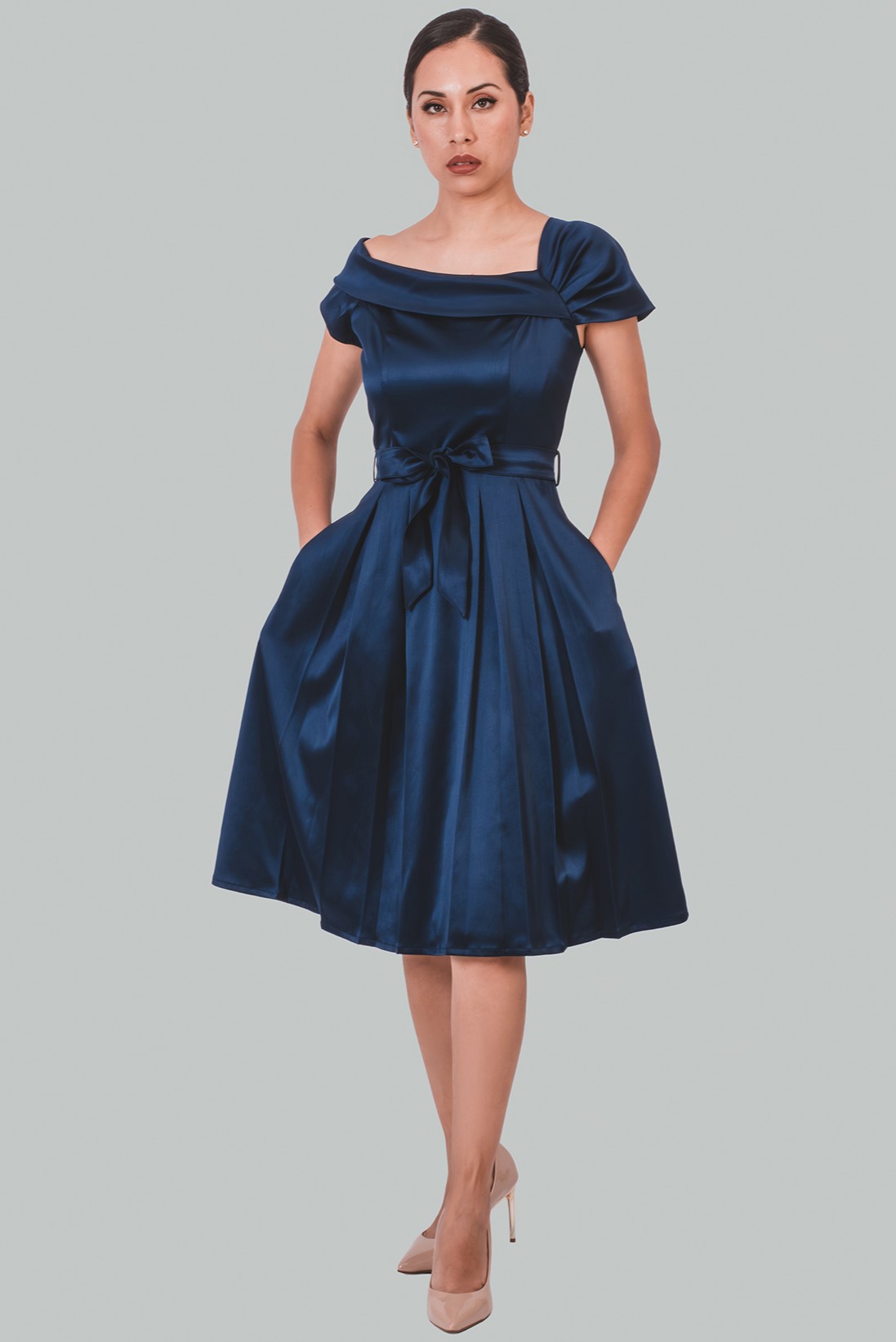 Vestido midi asimétrico azul Kaelis - Imagen 5
