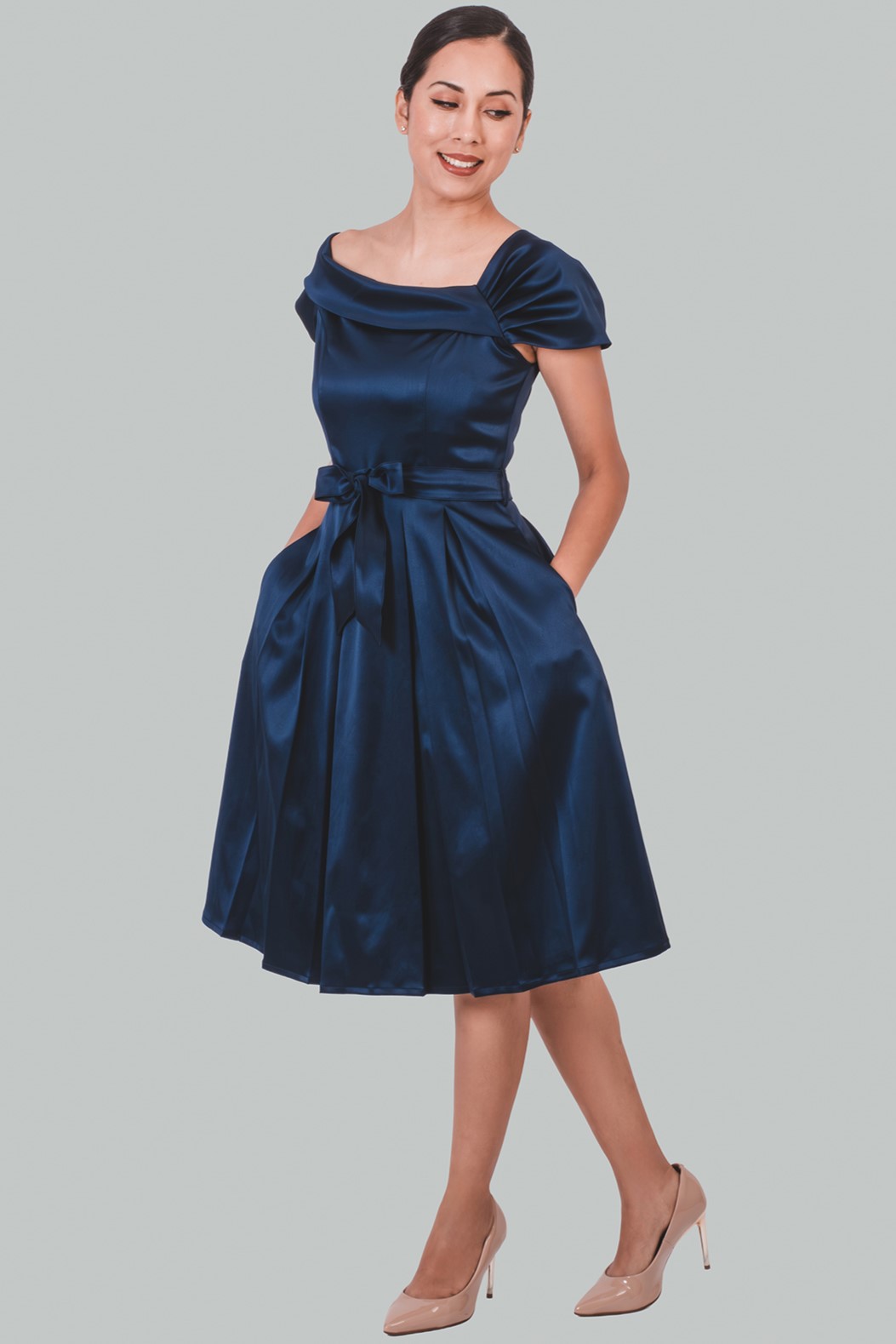 Vestido midi asimétrico azul Kaelis - Imagen 3