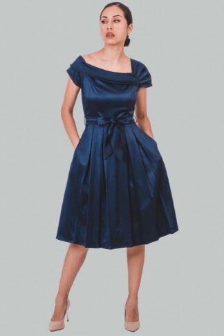 Vestido midi asimétrico azul Kaelis