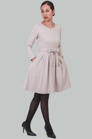 Vestido cierre delantero beige Eileen