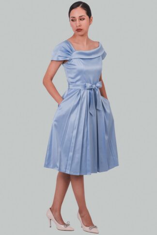 Vestido midi asimétrico celeste Kaelis